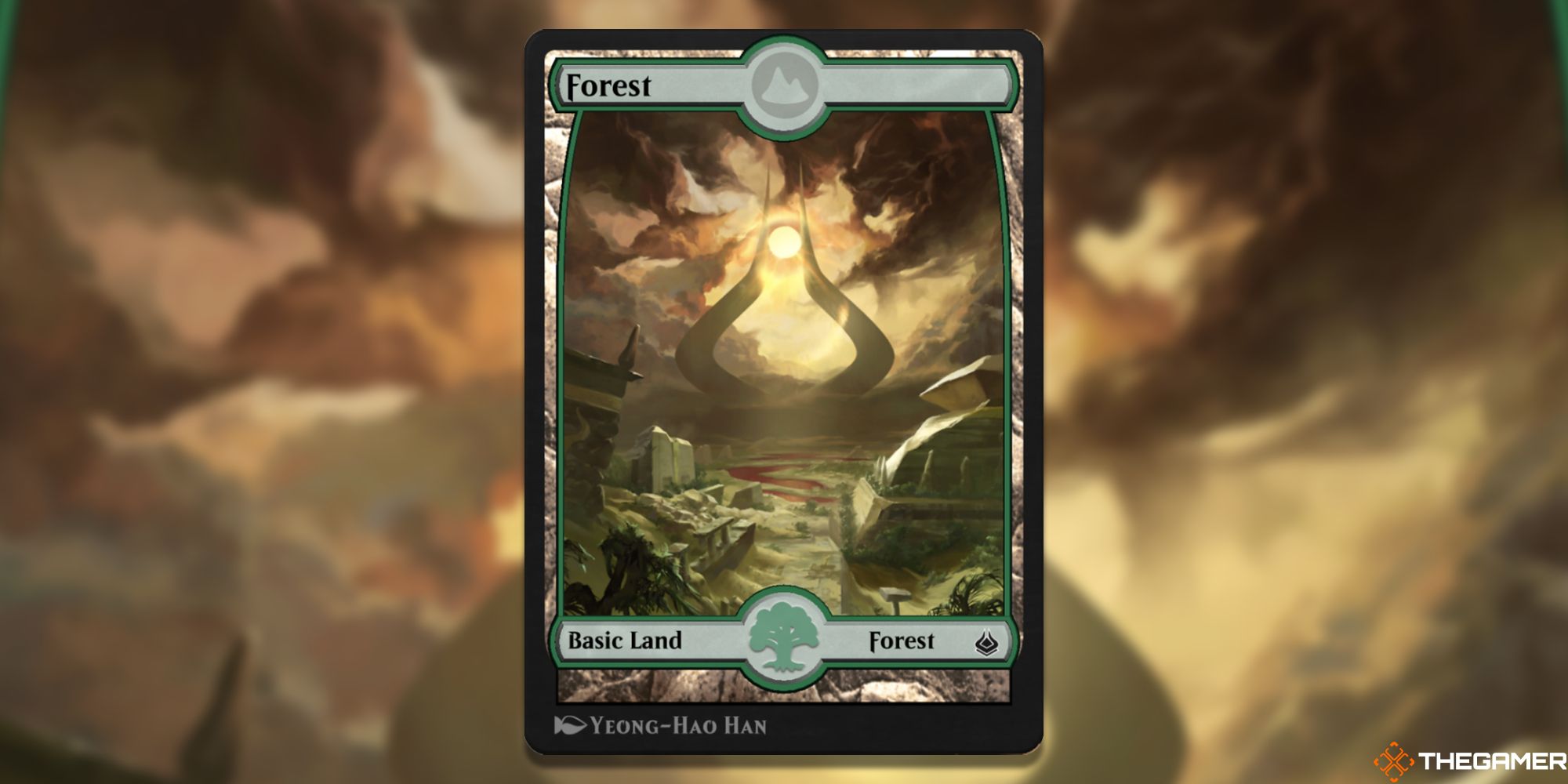 Image of the Forest card in Magic: The Gathering, with art by Yeong-Hao Han