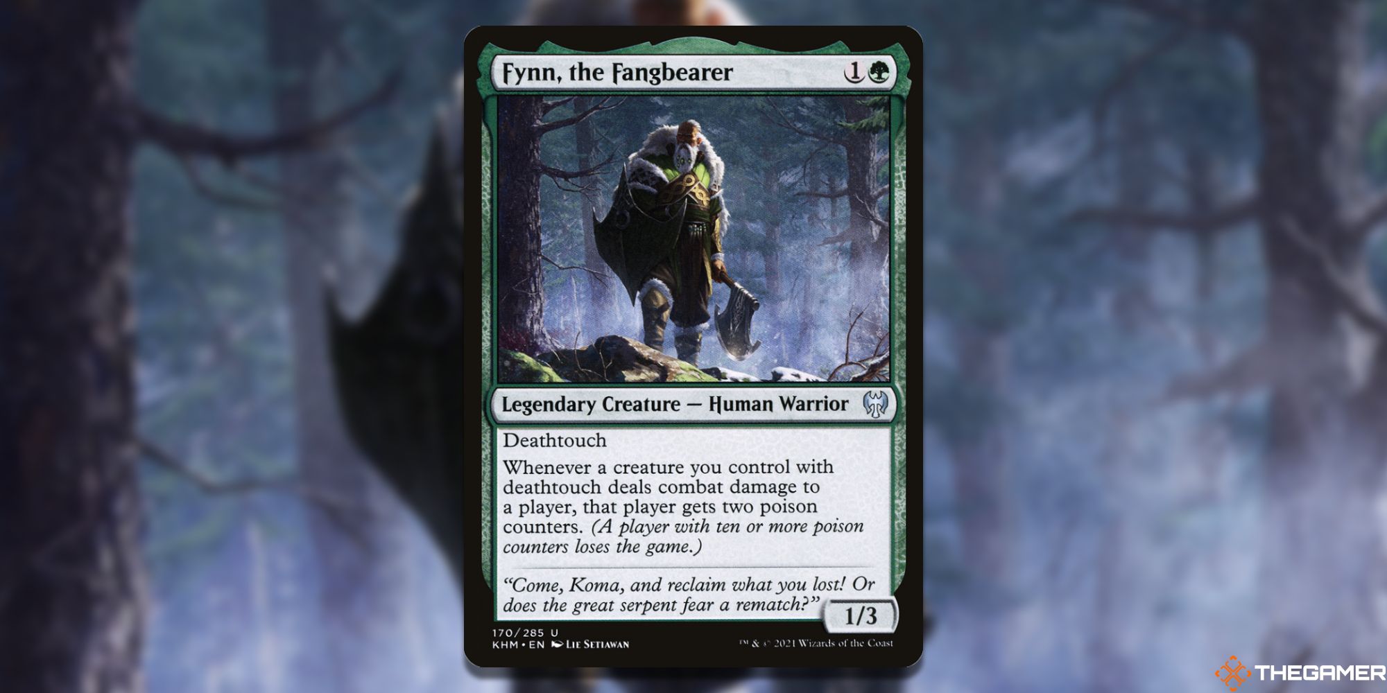 Image of the Fynn the Fangbearer card in Magic: The Gathering, with art by Lie Sethawan