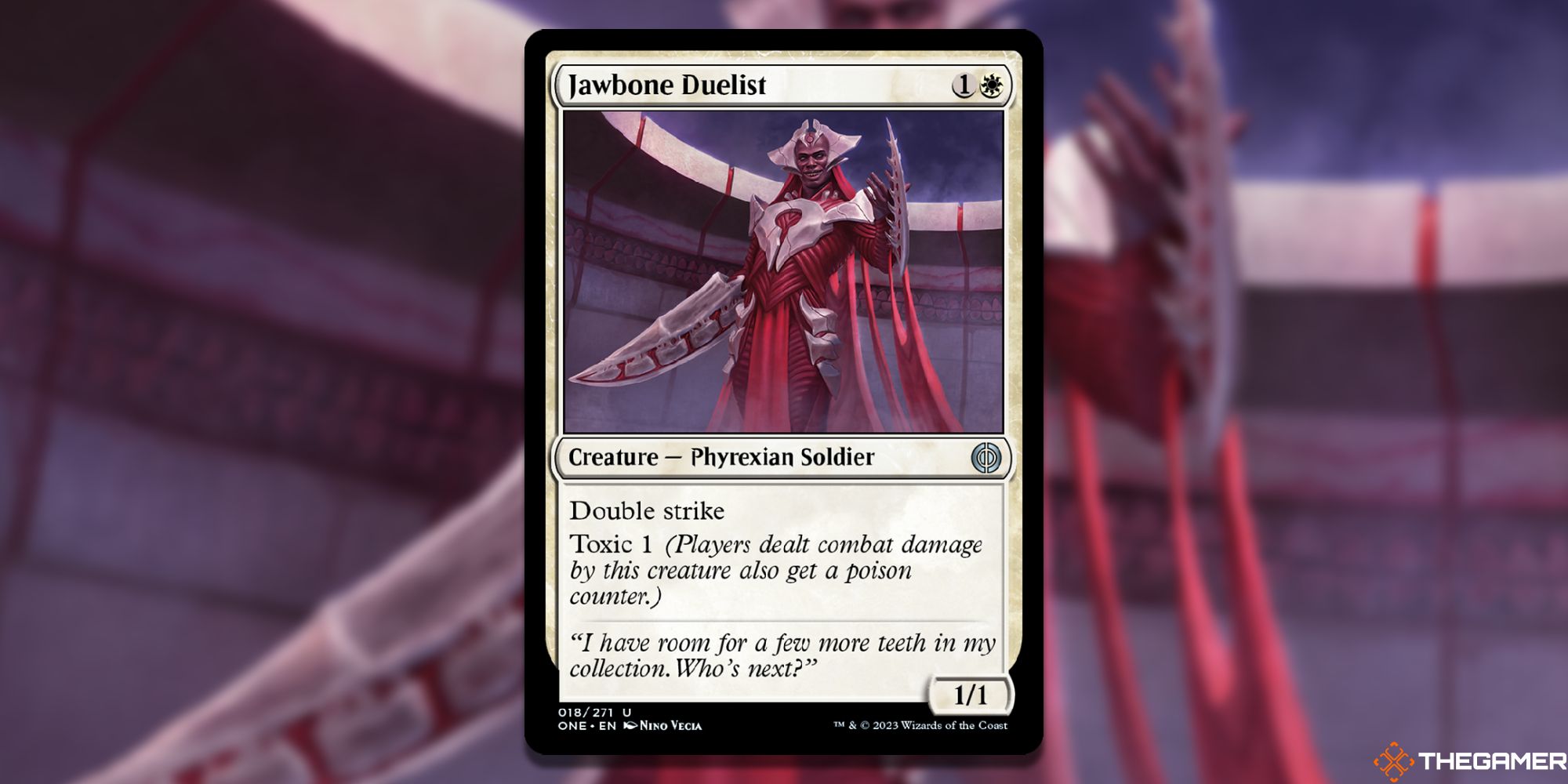 Image of the Jawbone Duelist card in Magic: The Gathering, with art by Nino Vecia