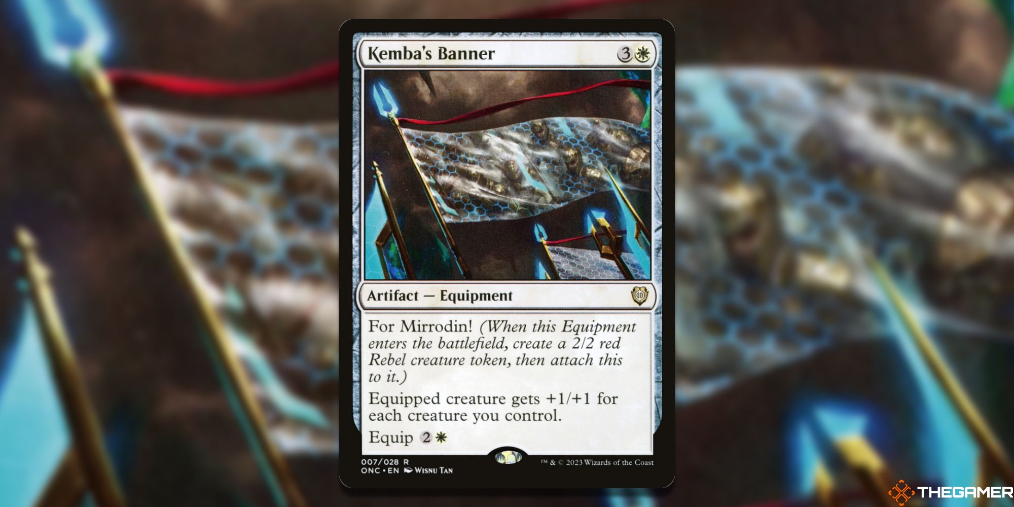 Image of the Kembas Banner card in Magic: The Gathering, with art by Wisnu Tan