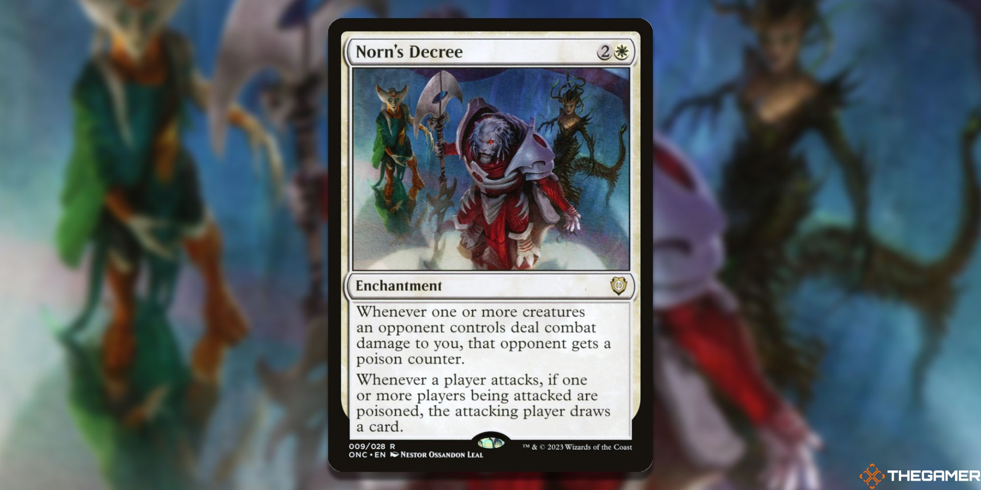 Image of the Norns Decree card in Magic: The Gathering, with art by Nestor Leal