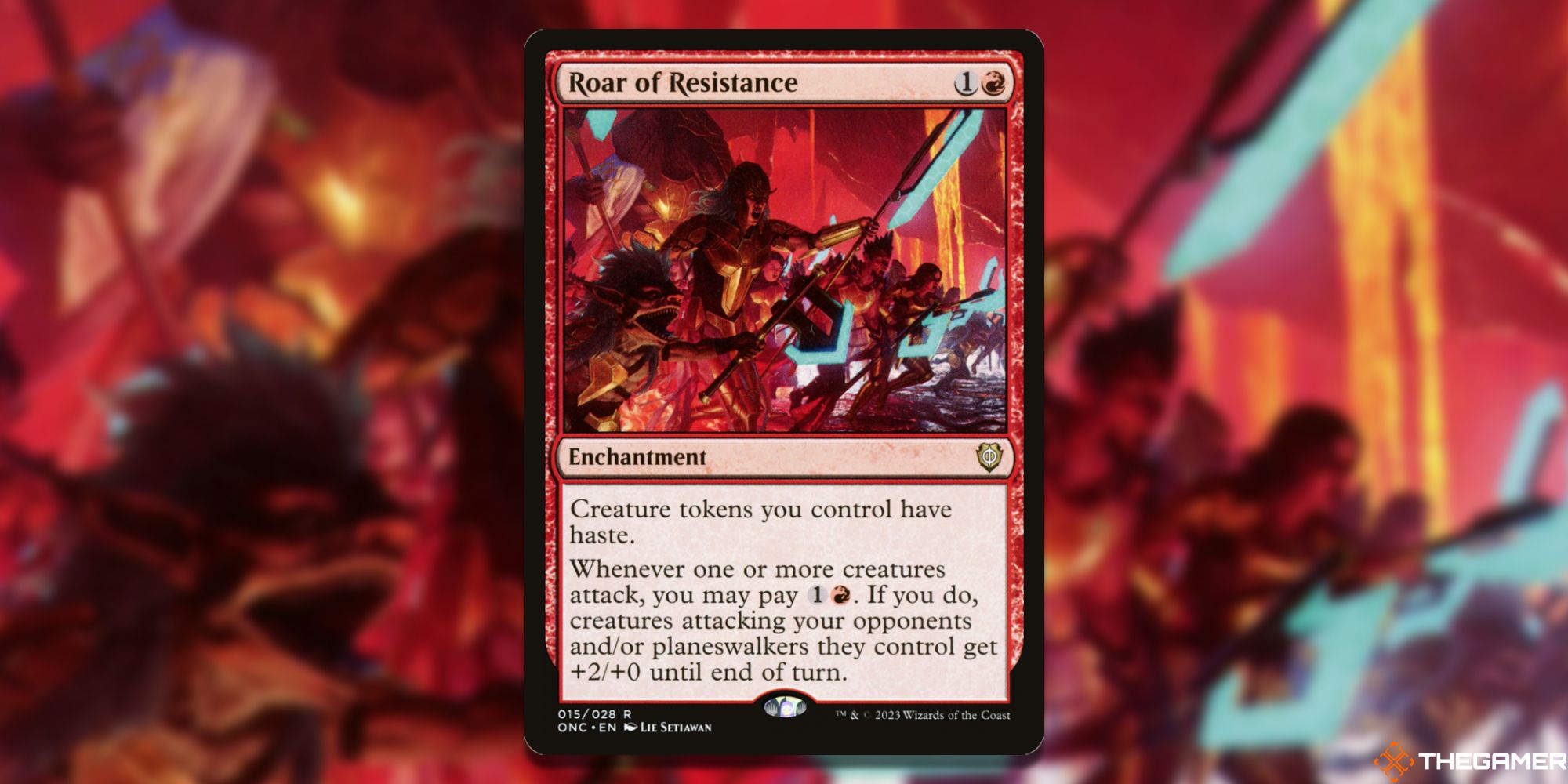 Image of the Roar of Resistance card in Magic: The Gathering, with art by Lie Setiawan