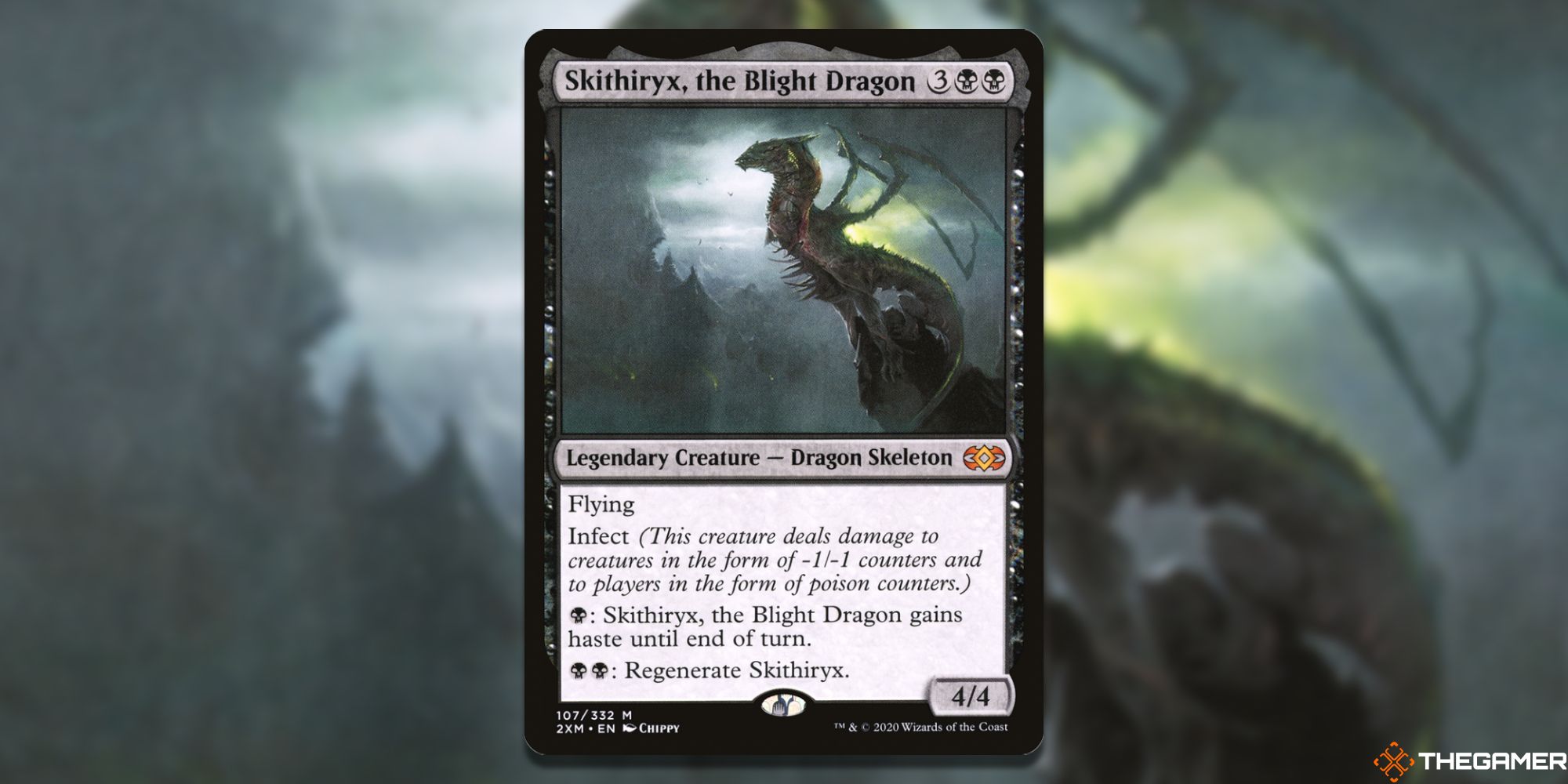 Image of the Skithiryx the Blight Dragon card in Magic: The Gathering, with art by Chippy