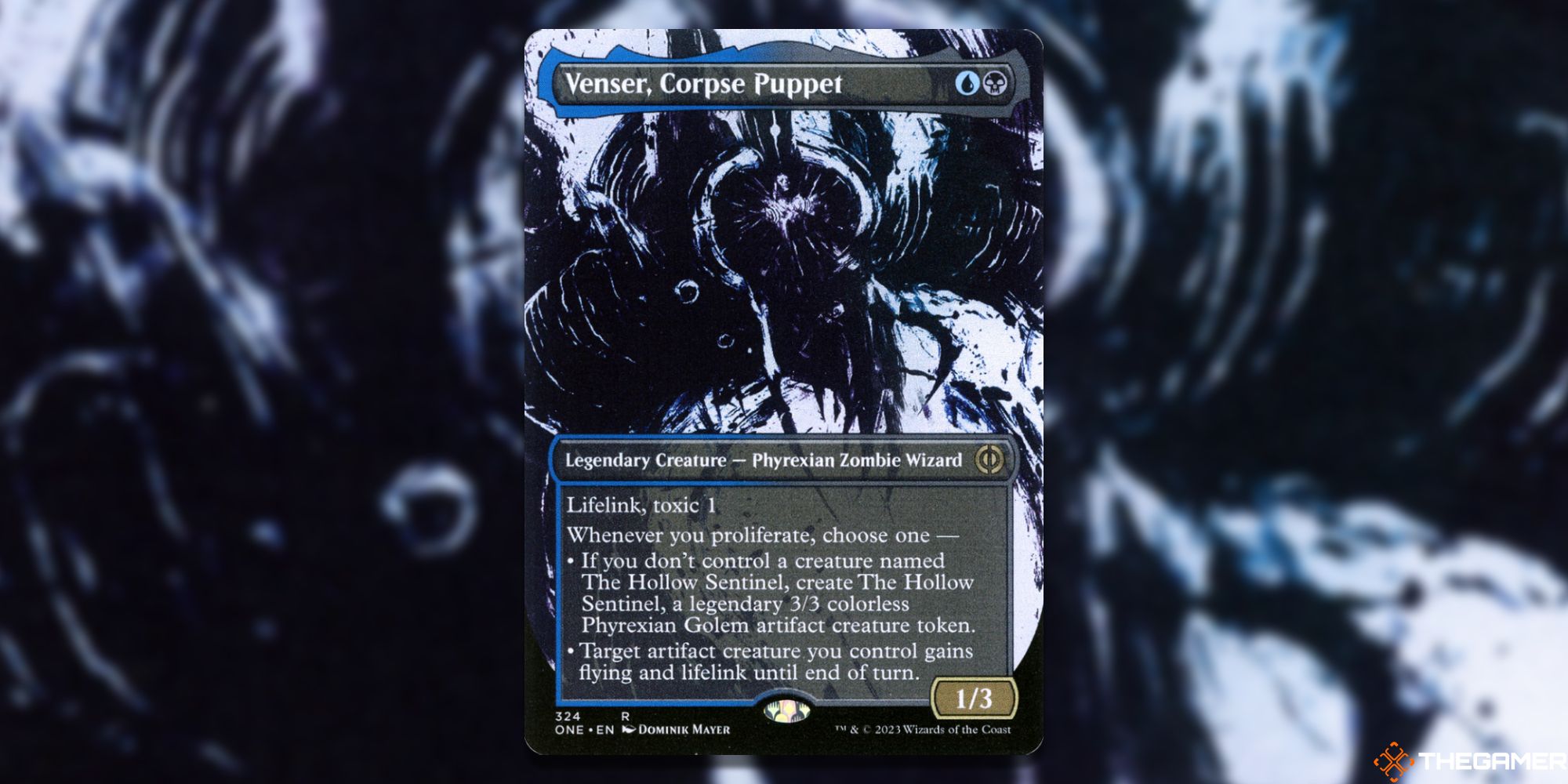 Image of the Venser Corpse Puppet card in Magic: The Gathering, with art by Dominik Mayer