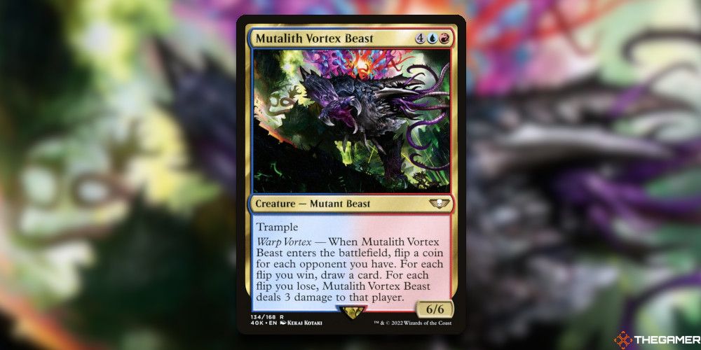 Mutalith Vortex Beast Card In Front Of Blurred Version of the Card Art