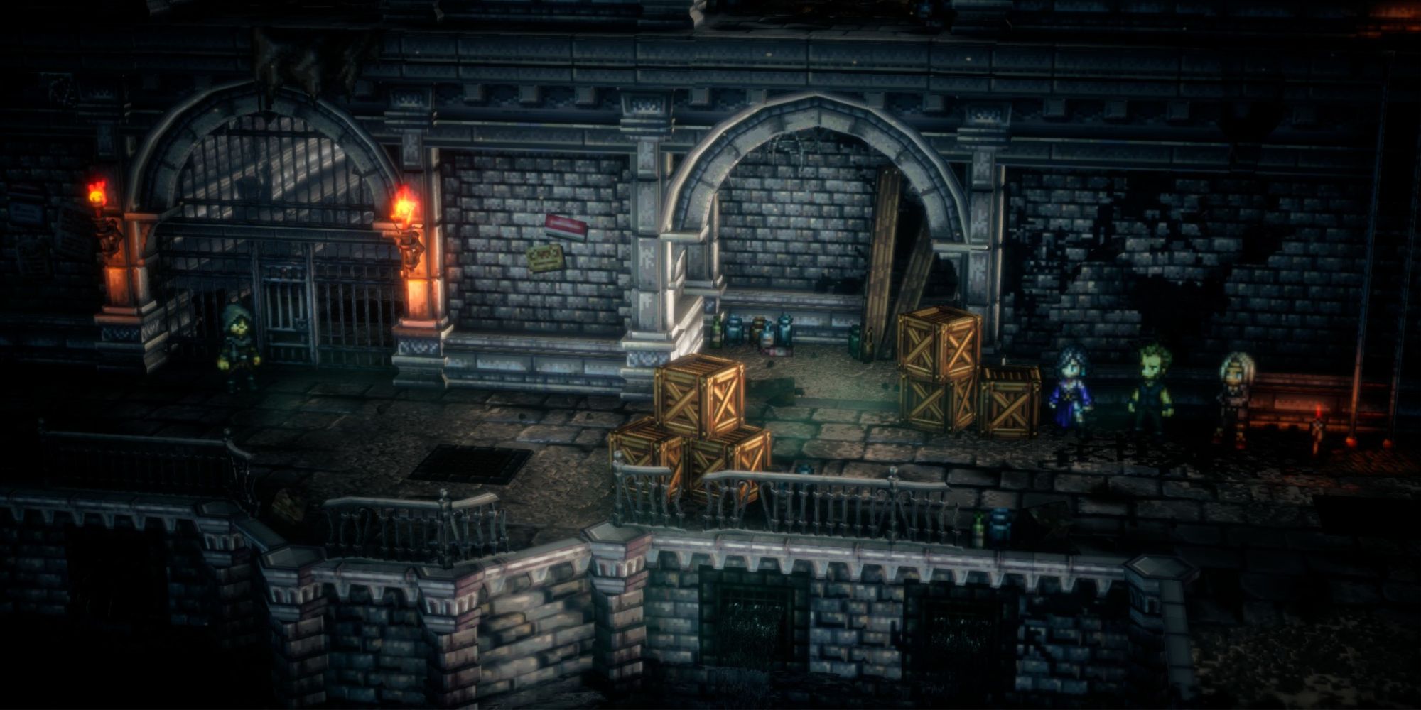 Octopath Traveler 2 - Cutscene during Throne Chapter 1 with a guard
