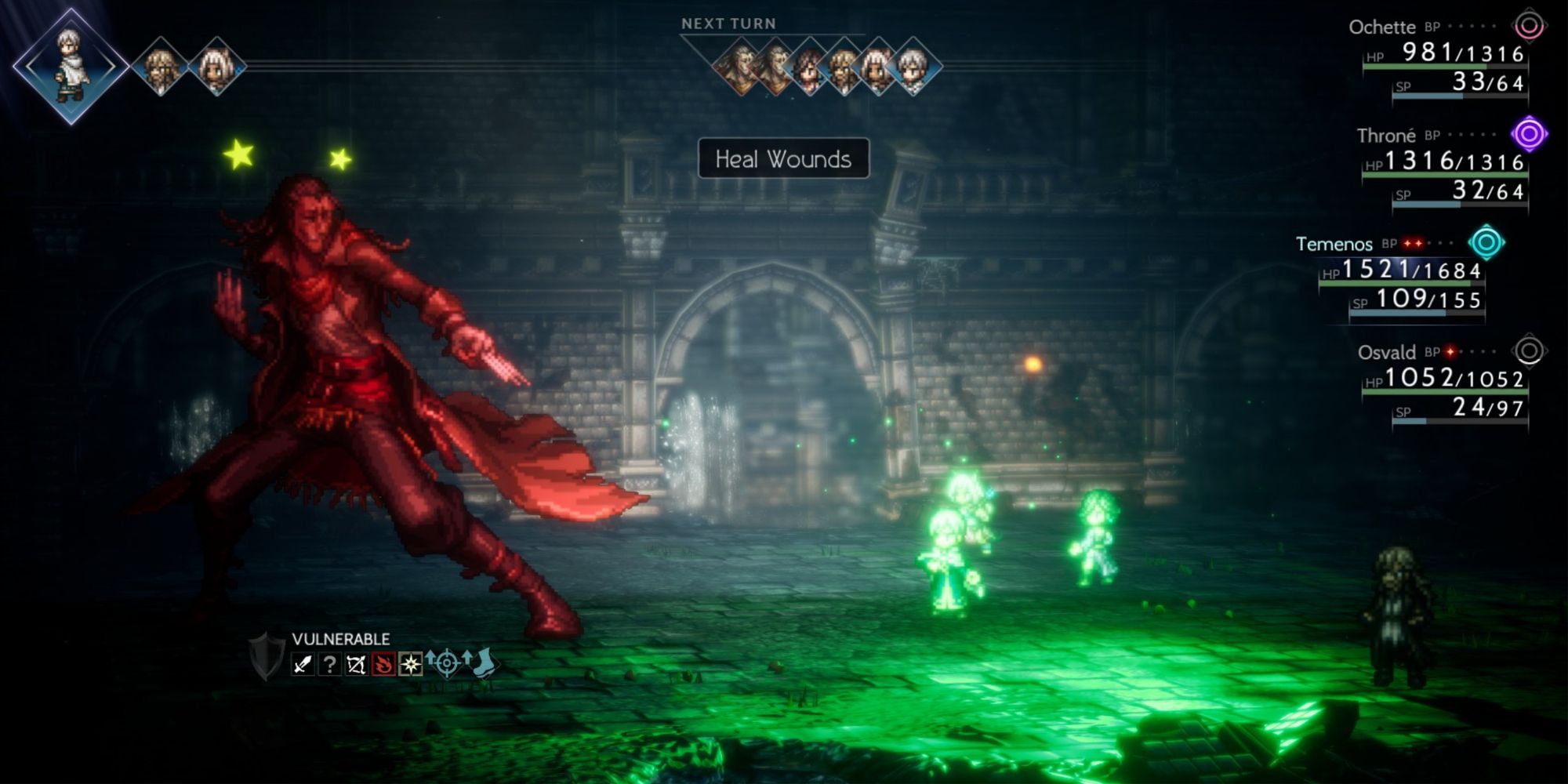 Octopath Traveler 2 - Healing in the boss fight against Bergomi