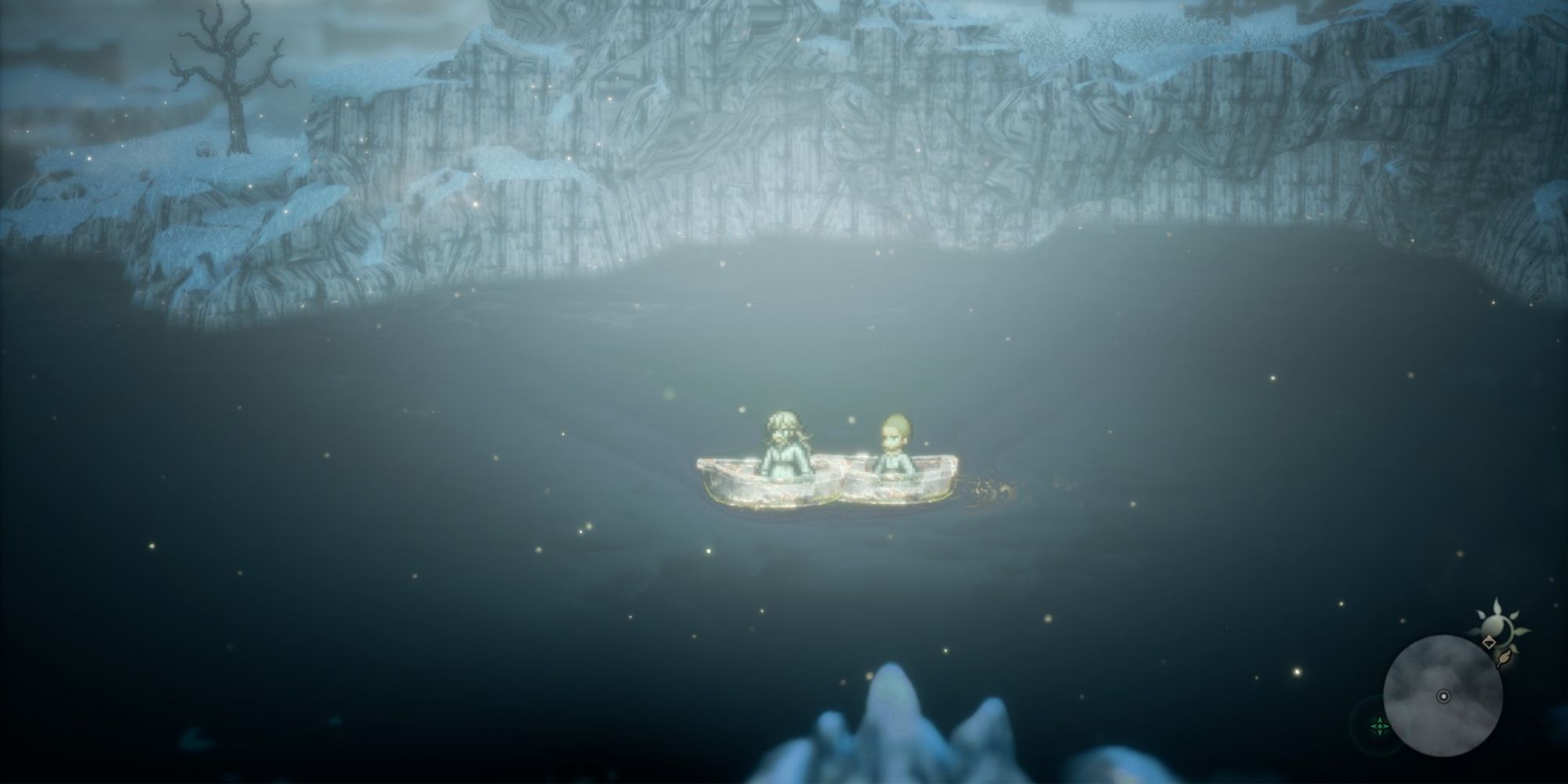 Octopath Traveler 2 - Osvald and Emerald in Ice Canoes