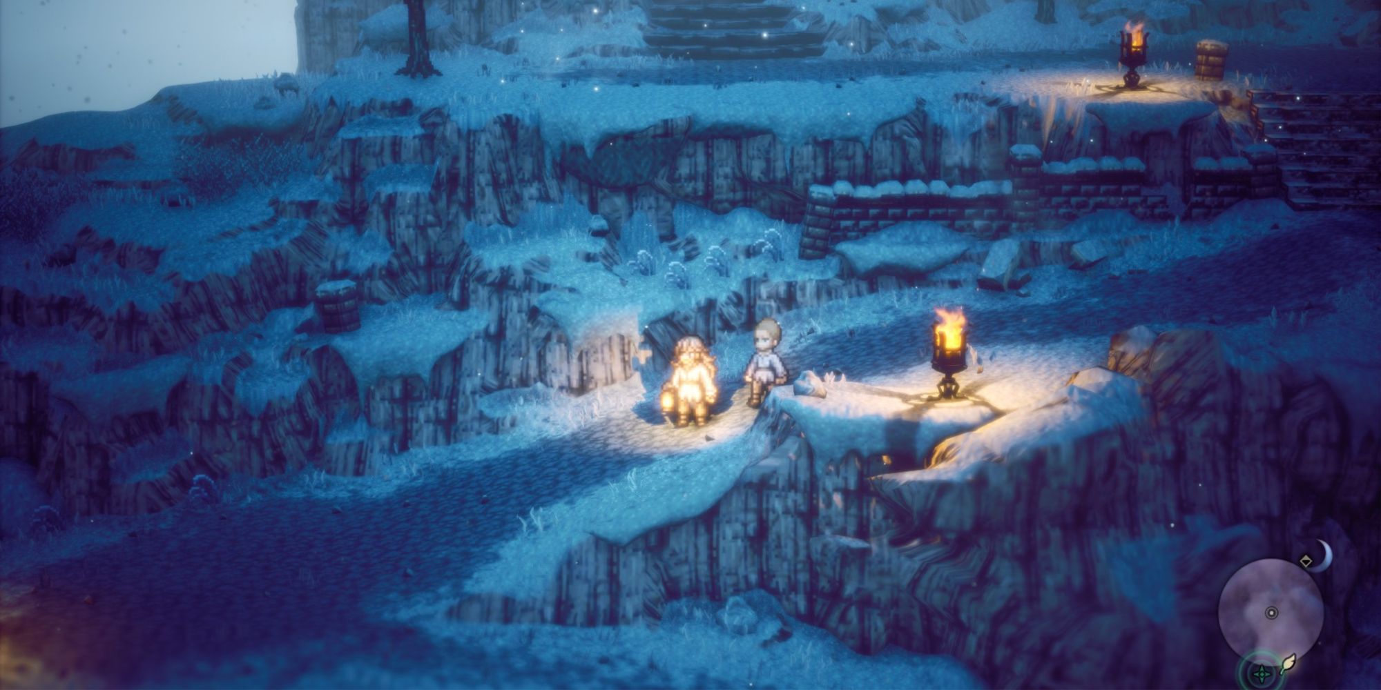Octopath Traveler 2 - Osvald and Emerald on the Anchorage path