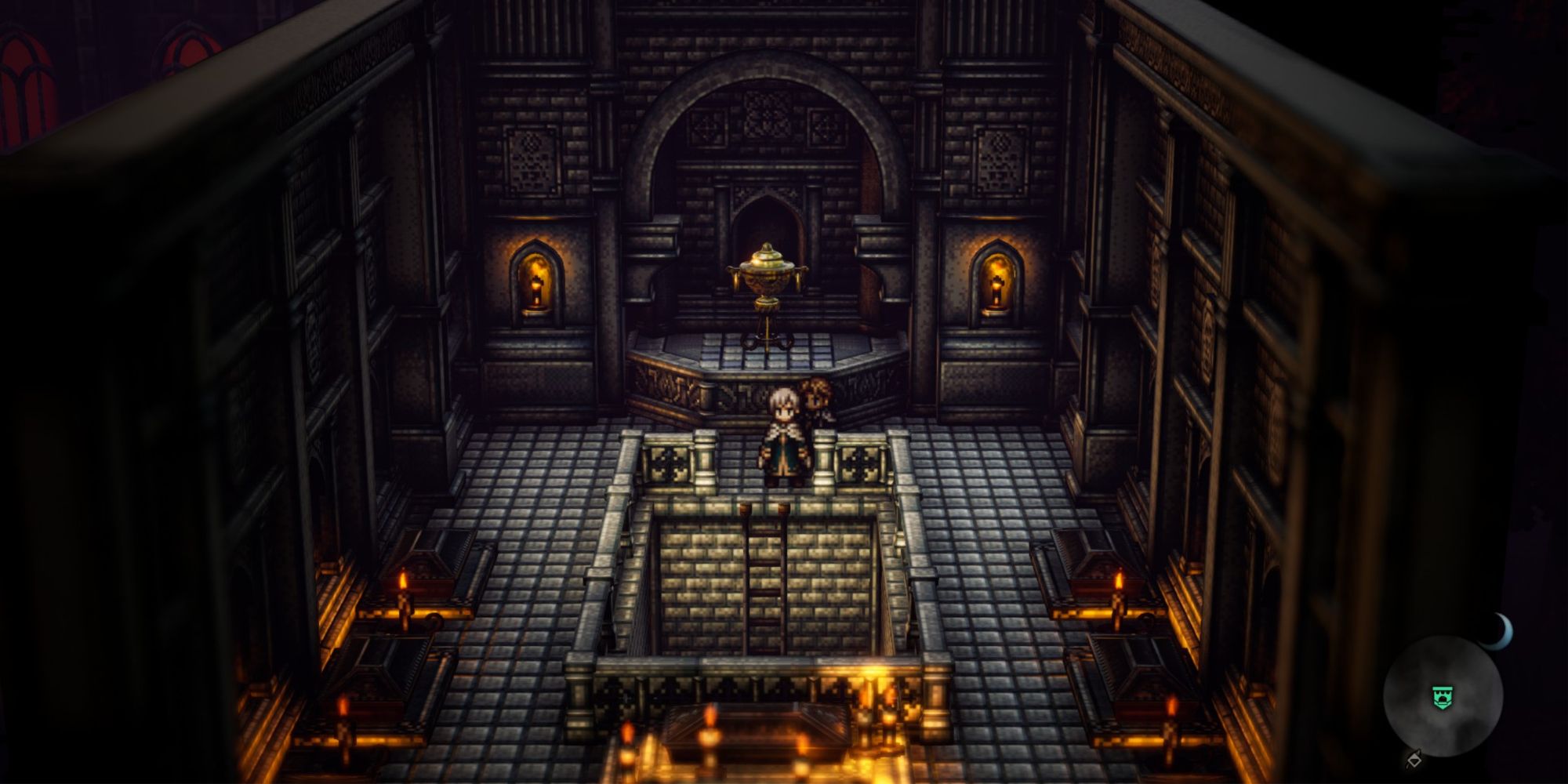 Octopath Traveler 2 - the ladder to the underground in Flamechurch