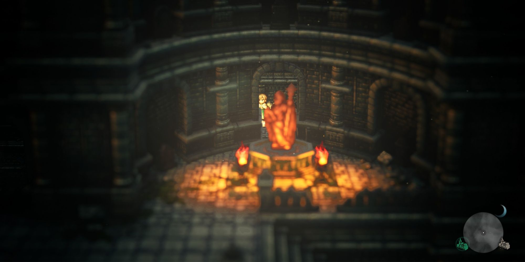 Octopath Traveler 2 - The path behind the statue in the dungeon beneath the cathedral