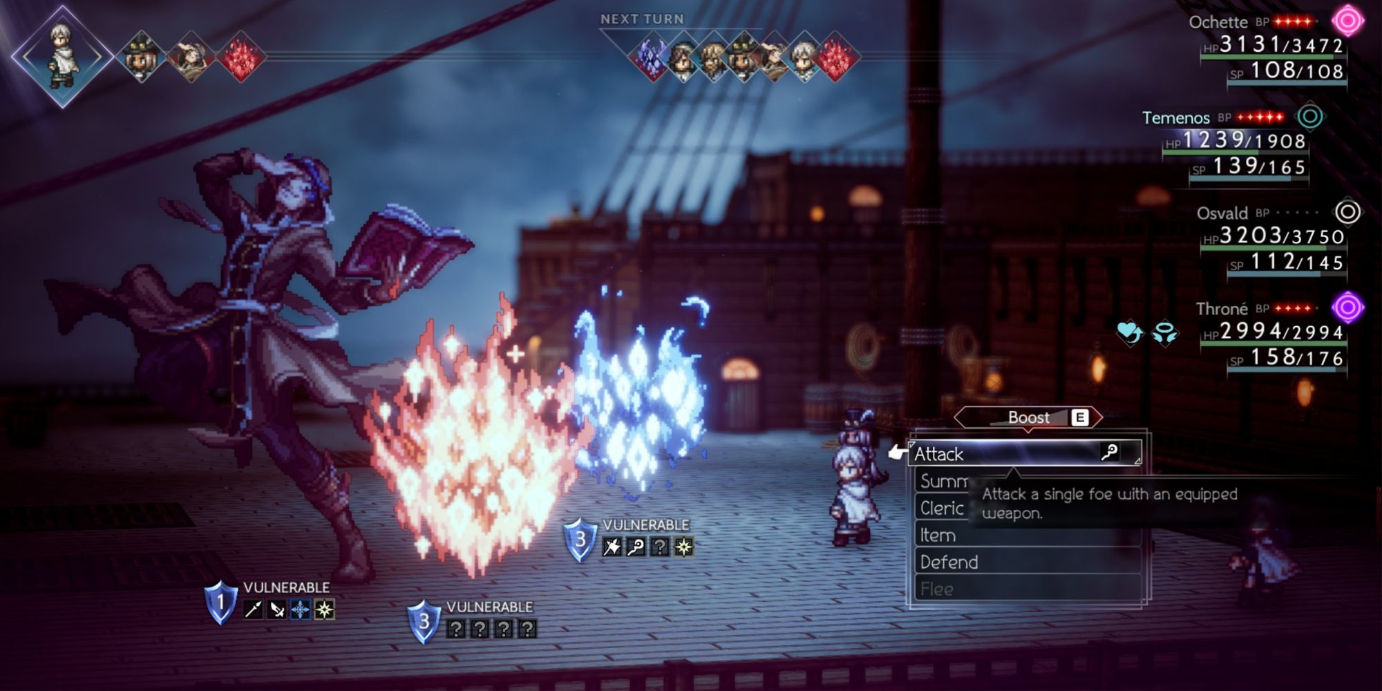 Octopath Traveler 2 - Vados boss fight after he summons two elementals