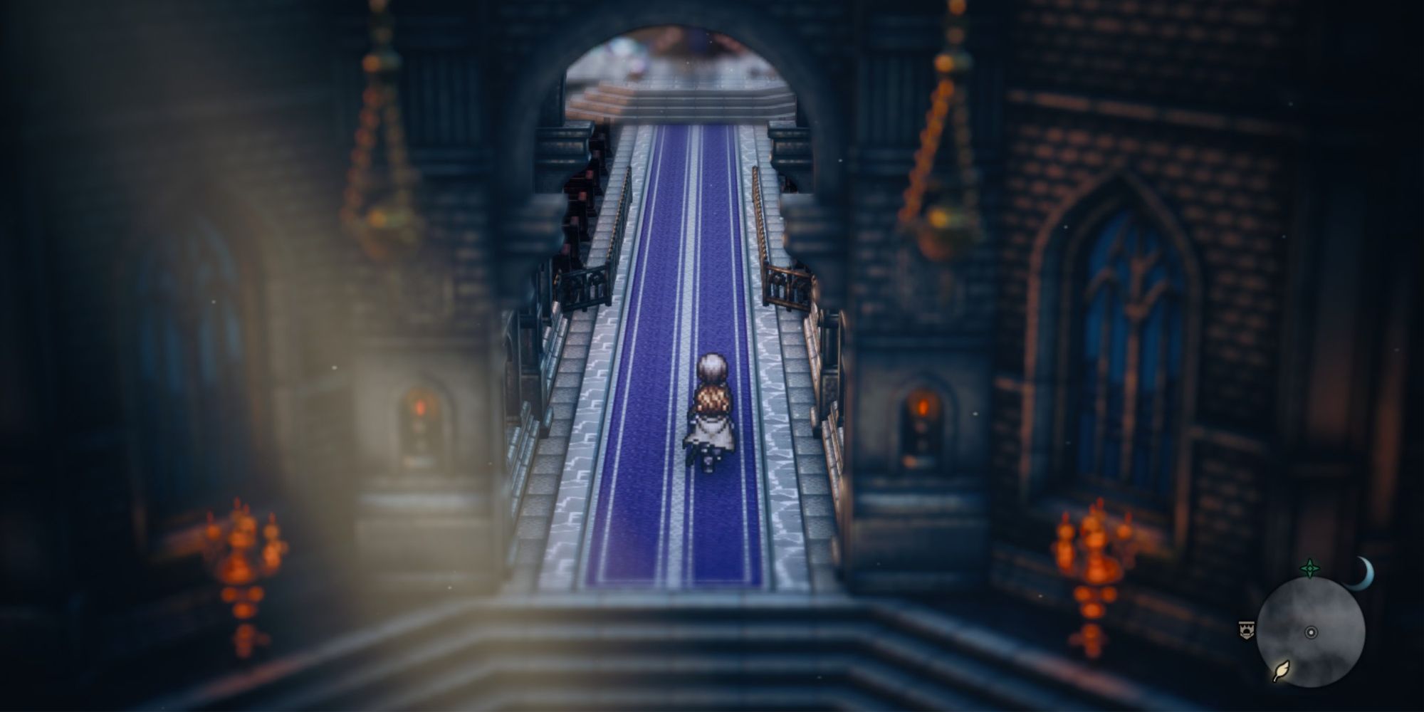 Octopath Traveler 2 - Walking toward the altar in the Flamechurch Cathedral