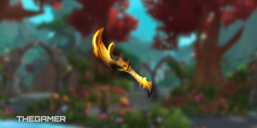 Ornamental Drakonid Claw over blurred image of dragon isles