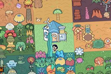 Patch Quest house in the middle of flowers and fields with Review written in the bottom right