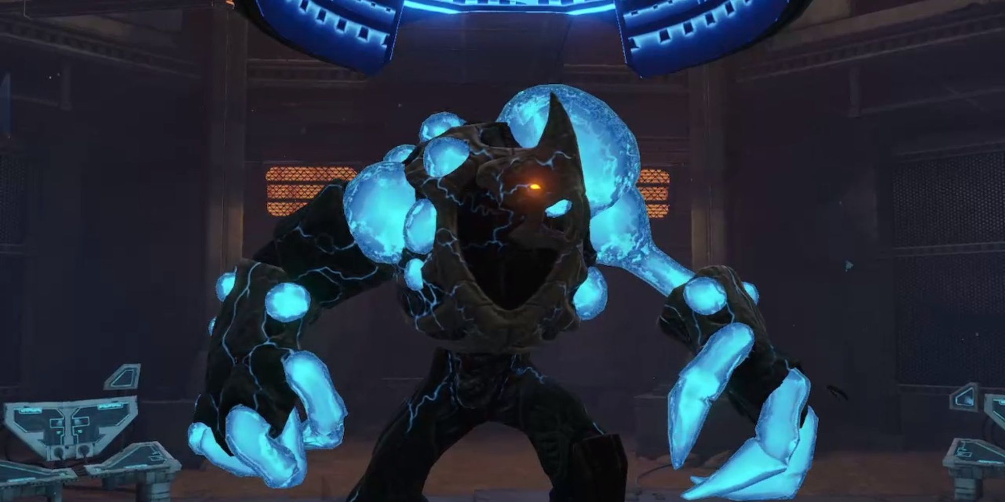 The Phazon Elite looks around the lab