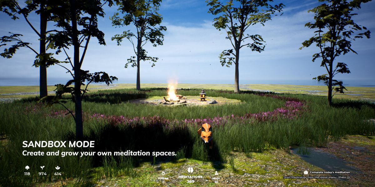Playne Meditation Sandbox Mode Screenshot Of Bonfire In Forest