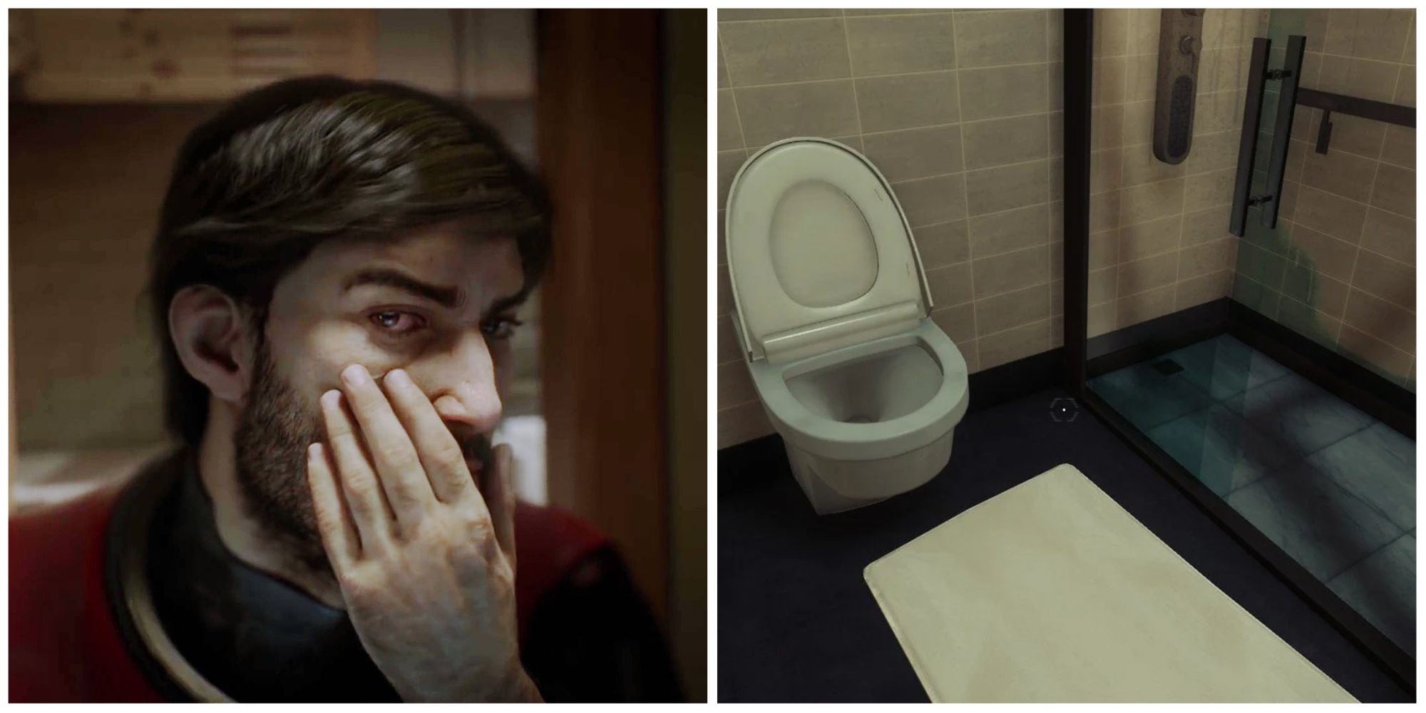 Prey - Morgan looking in the mirror and Morgan Yu's bathroom