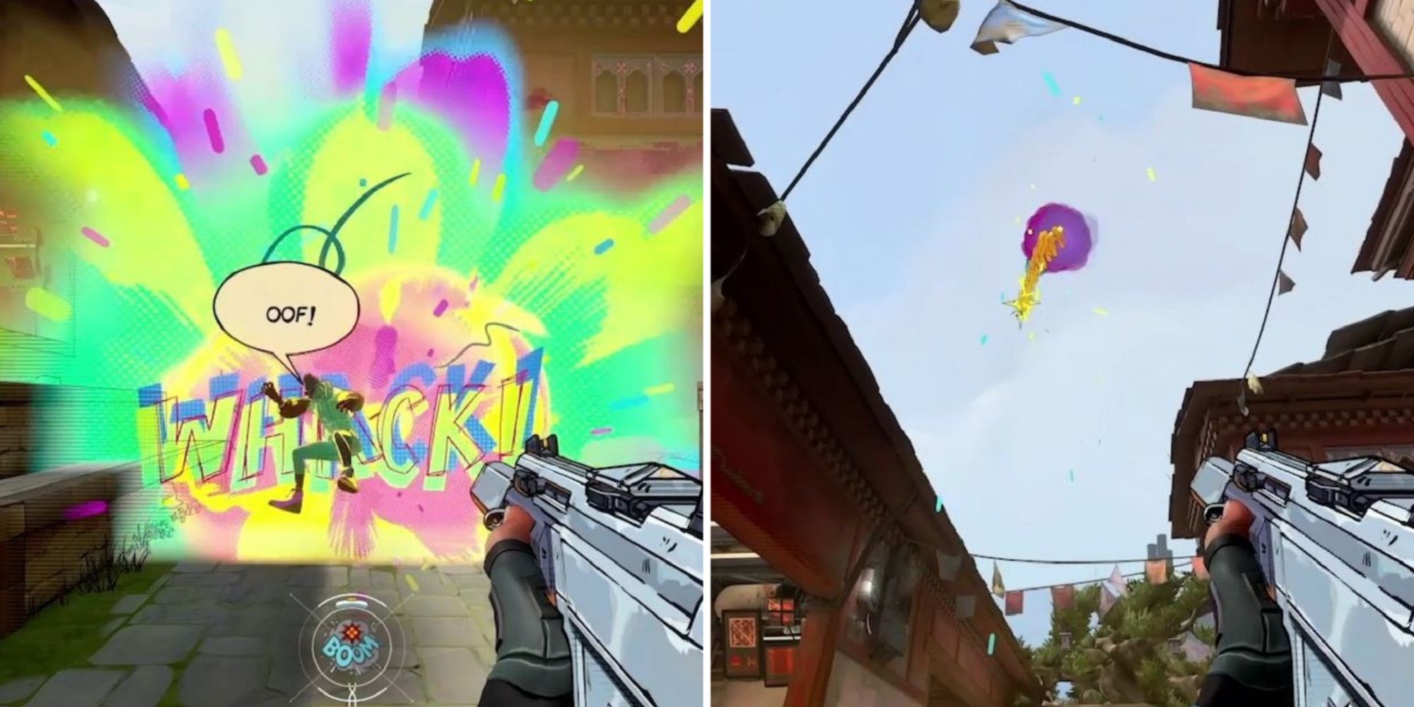 Killjoy Being Hit By A Comic Style Bat Before Being Launched Into The Sky