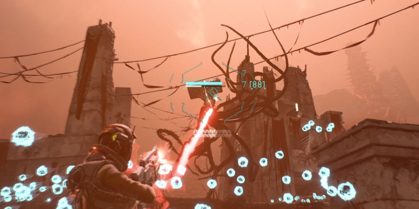 Returnal Arhonact Throwing Blue Orbs