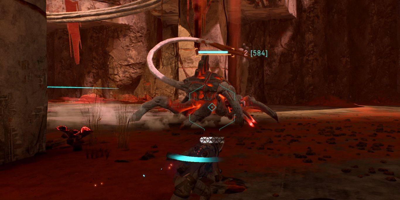 Returnal Giant Gorgolith In Front Of Selene