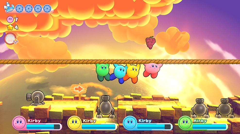 Four Kirby's in Return to Dreamland Deluxe.