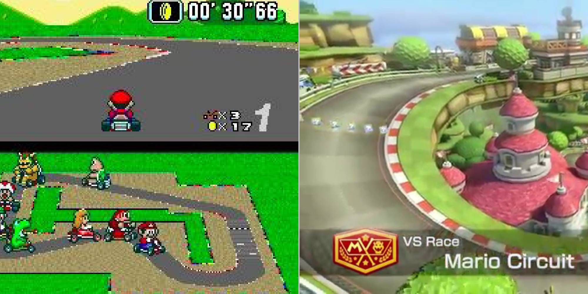 SNES Mario Cicuit and Mario Kart 8 Deluxe Mario Circuit