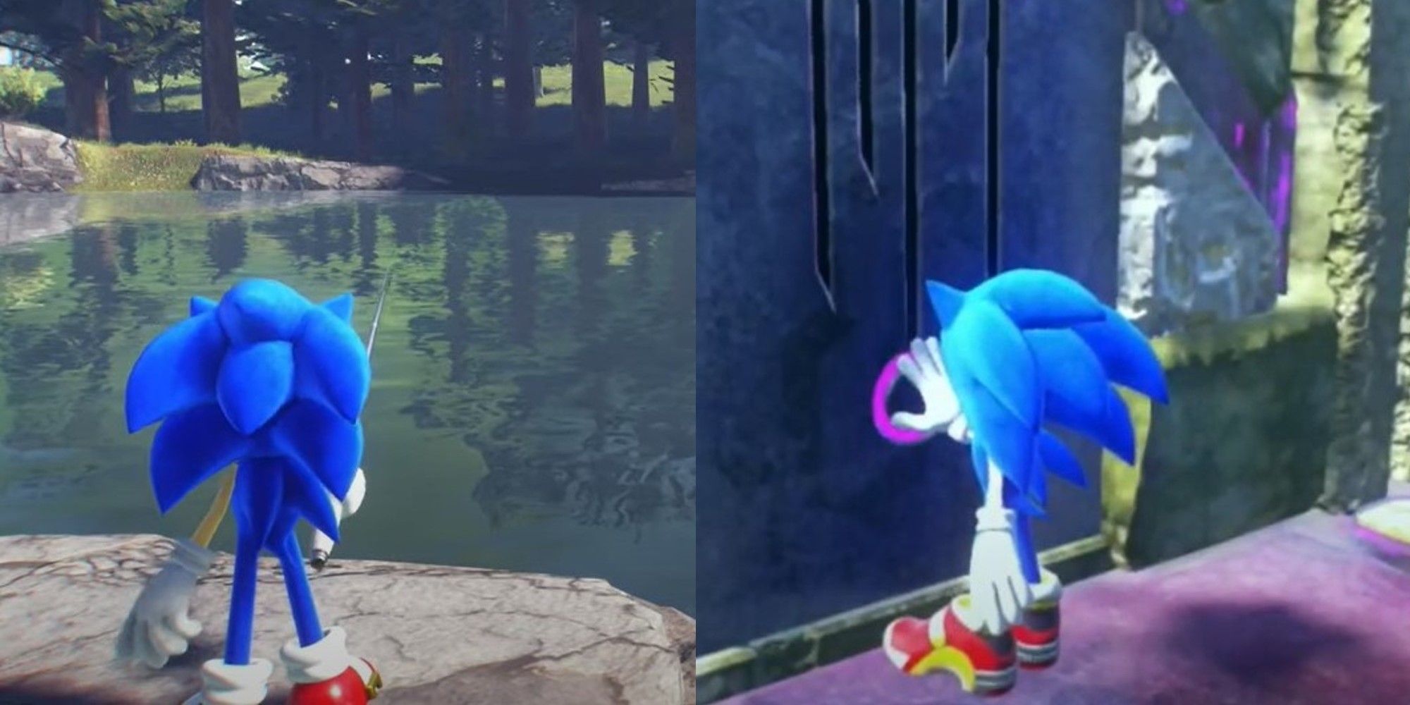 Sonic fishing and finding a portal in Sonic Frontiers