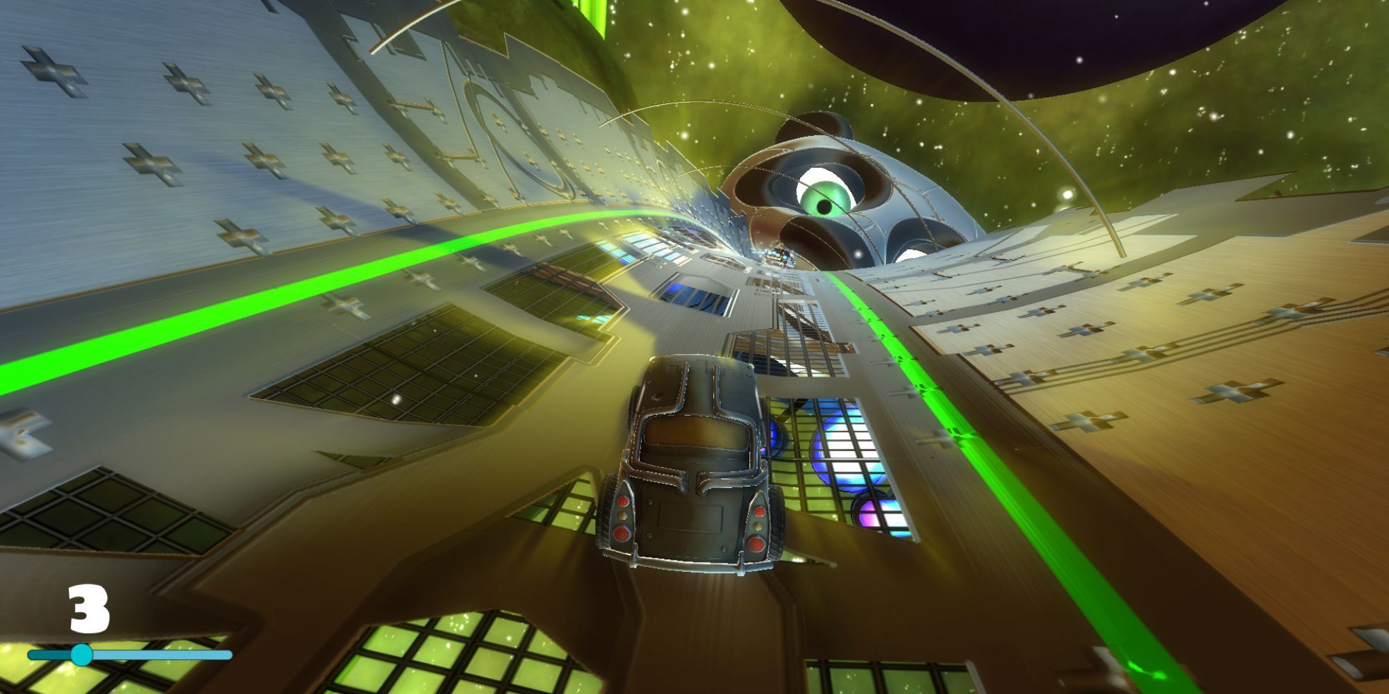 Space Ribbon Car Riding On A Track
