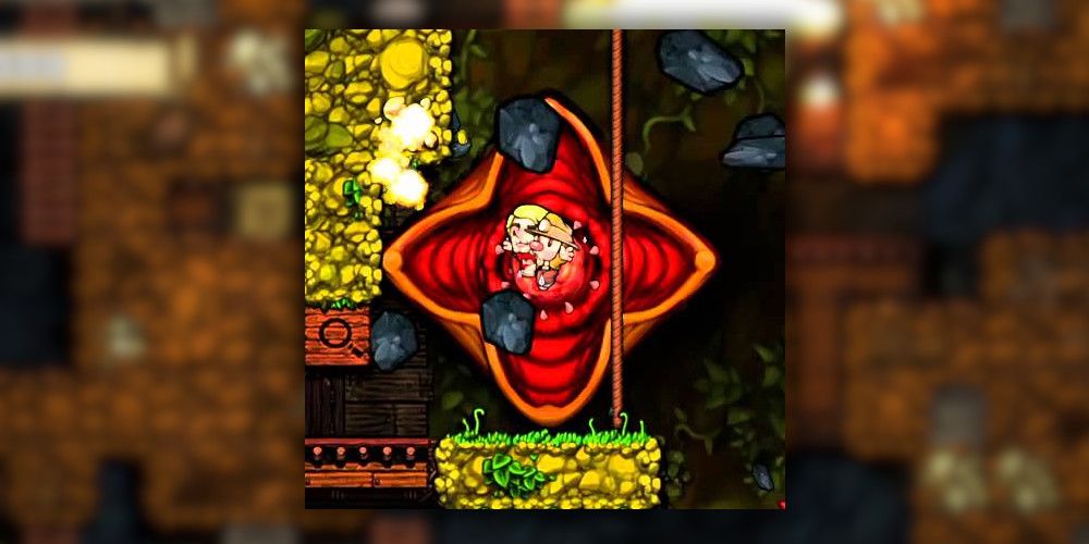 Spelunky Worm over Spelunky Background
