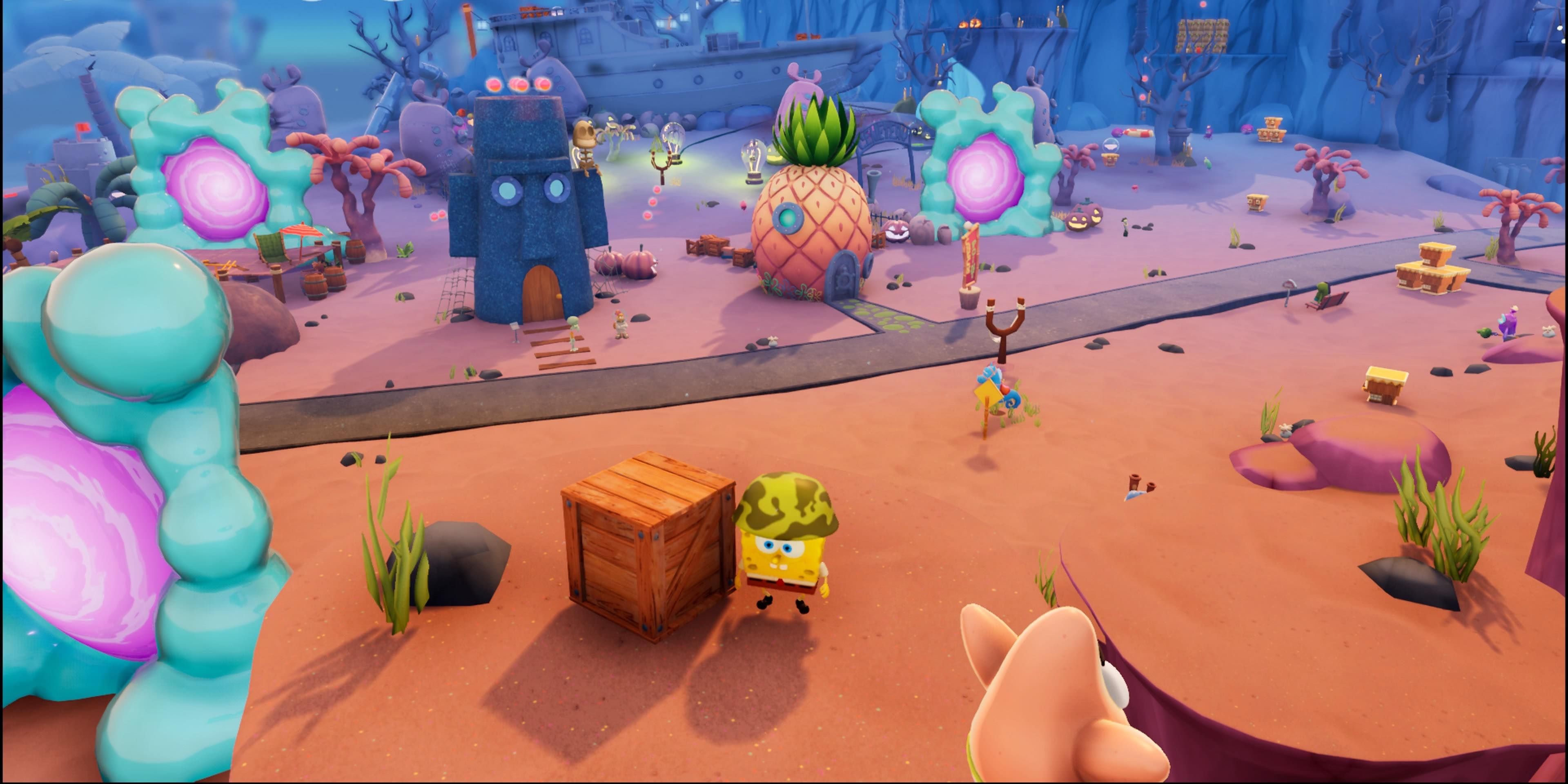 SpongeBob wearing the Battle for Bikini Bottom helmet in SpongeBob SquarePants: The Cosmic Shake