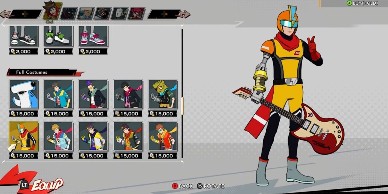 Chai's Superhero outfit in Hi-Fi Rush