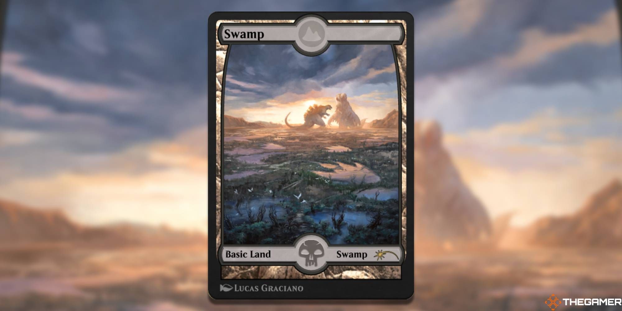 Swamp Godzilla Promo by Lucas Graciano, MTG land