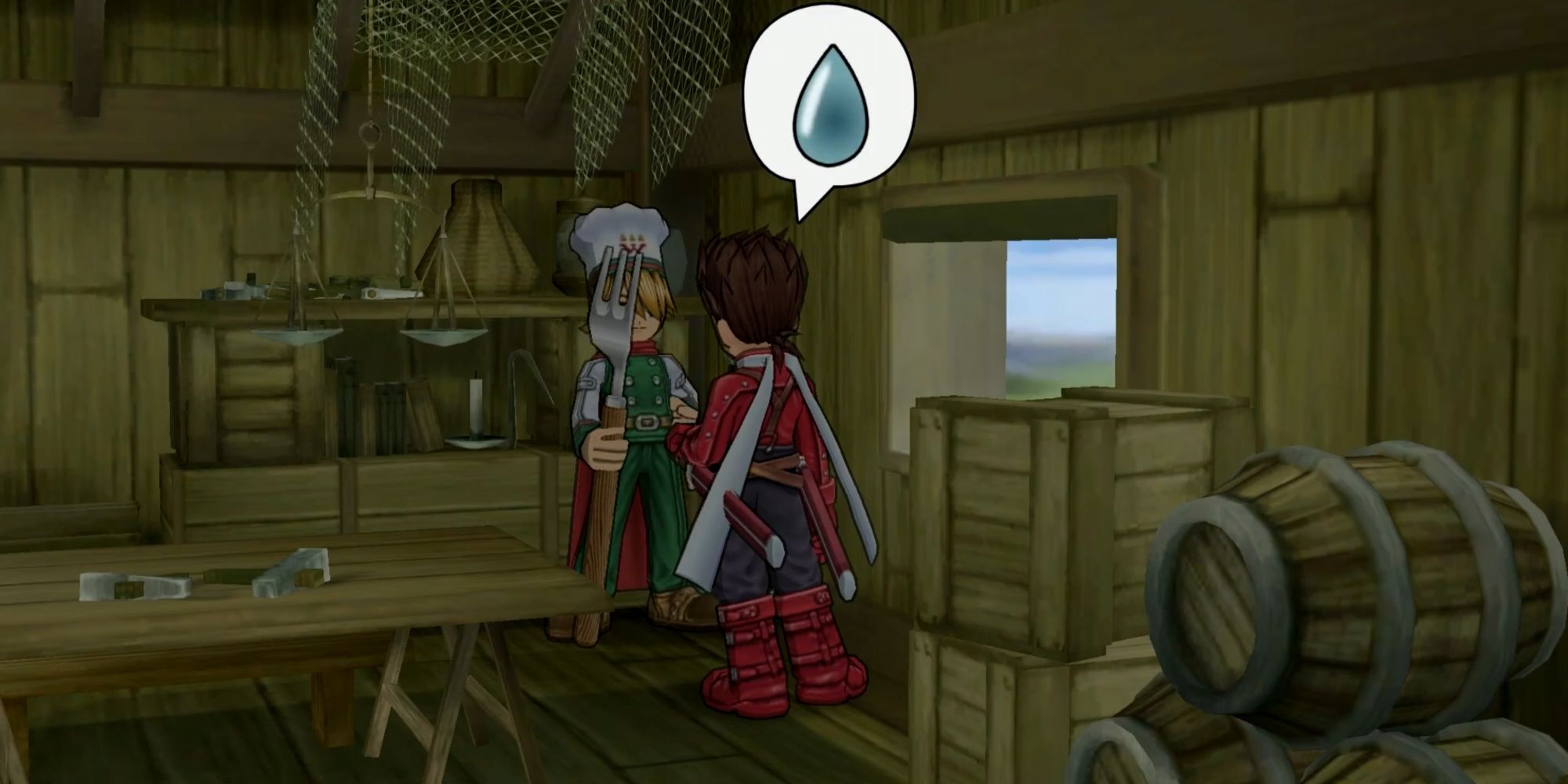 Lloyd discovering the Wonder Chef in Izoold in Tales of Symphonia Remastered