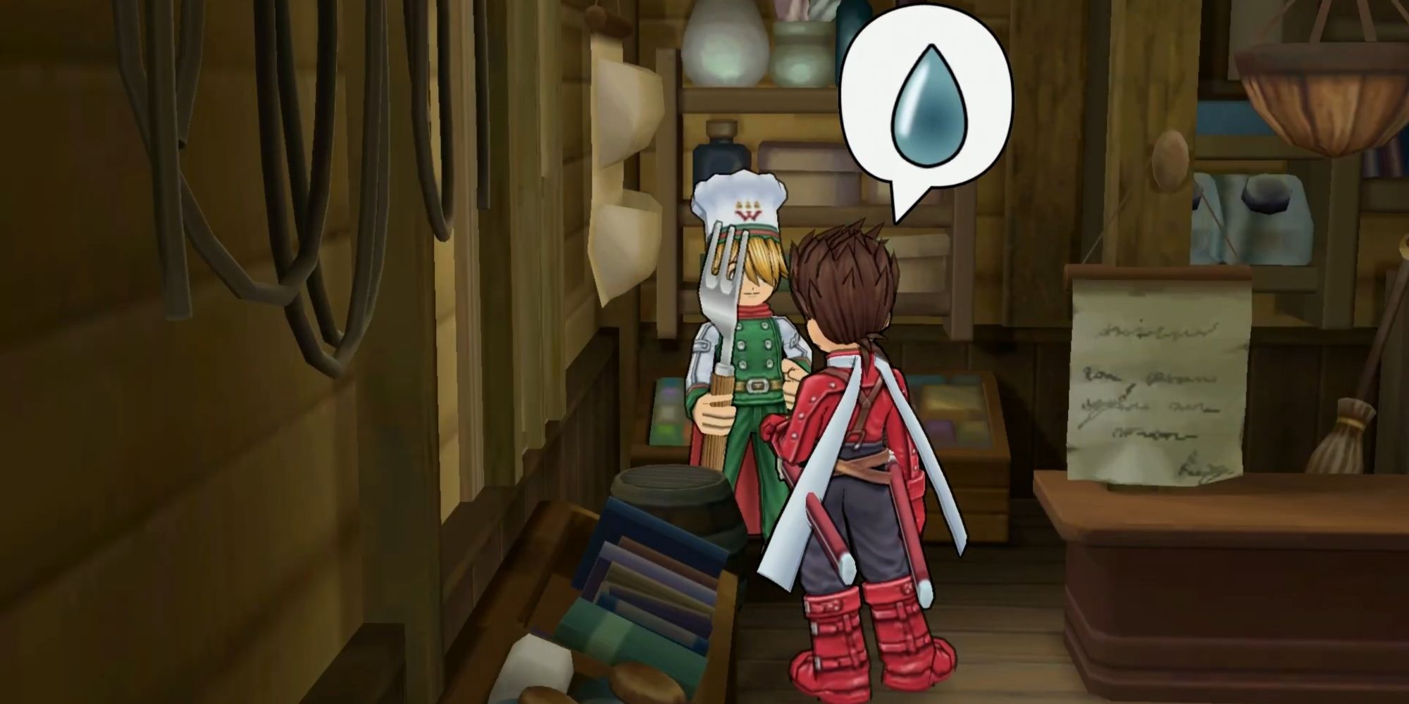 Lloyd discovering the Wonder Chef in Luin in Tales of Symphonia Remastered