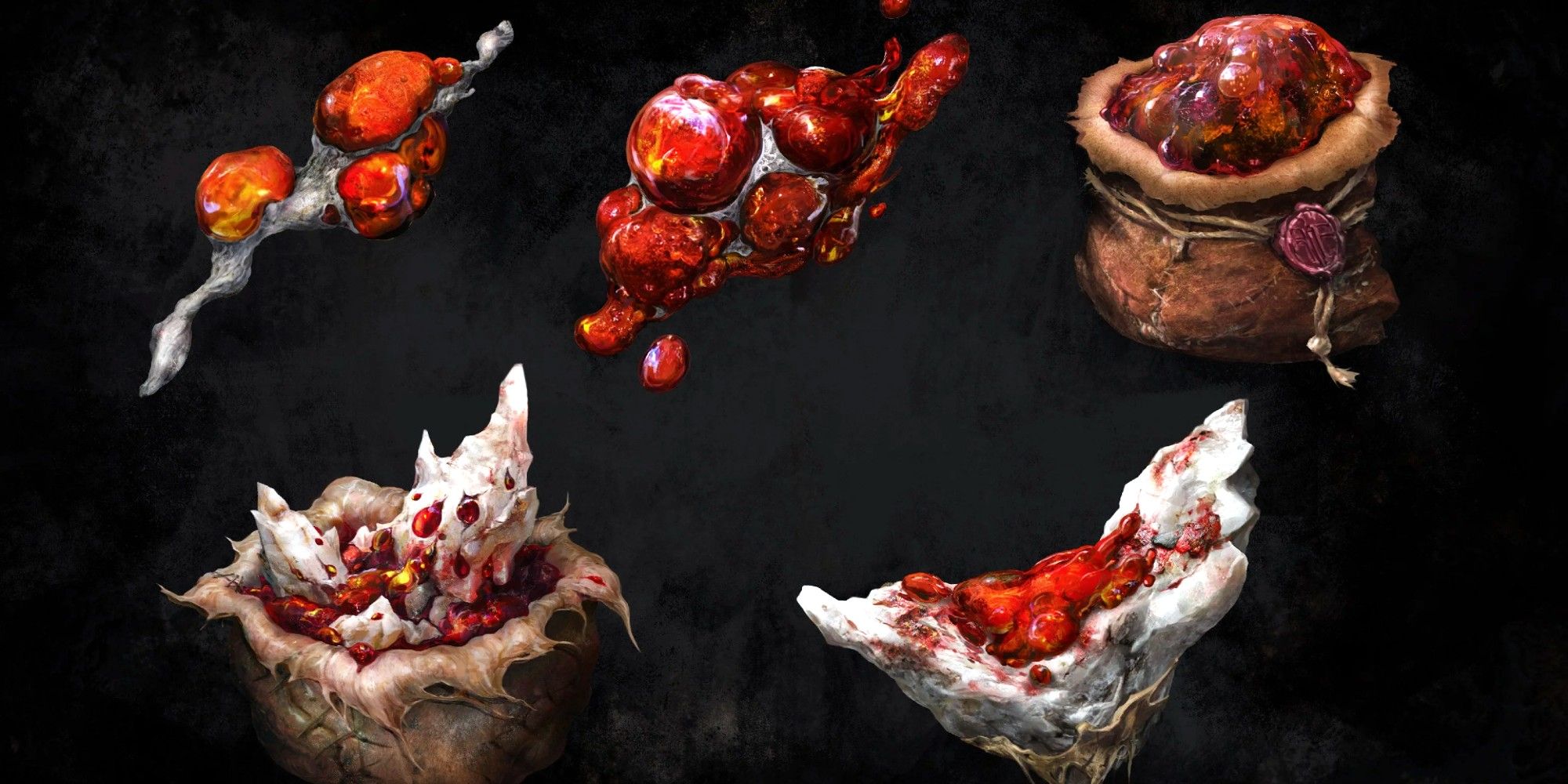 Tar of various worth with a black background - Mortal Shell