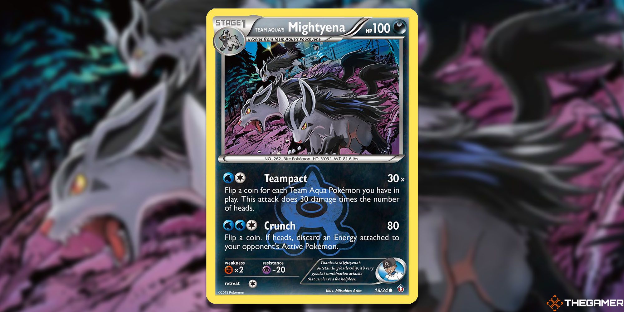 Team Aqua’s Mightyena (Double Crisis #18) Pokemon TCG Card