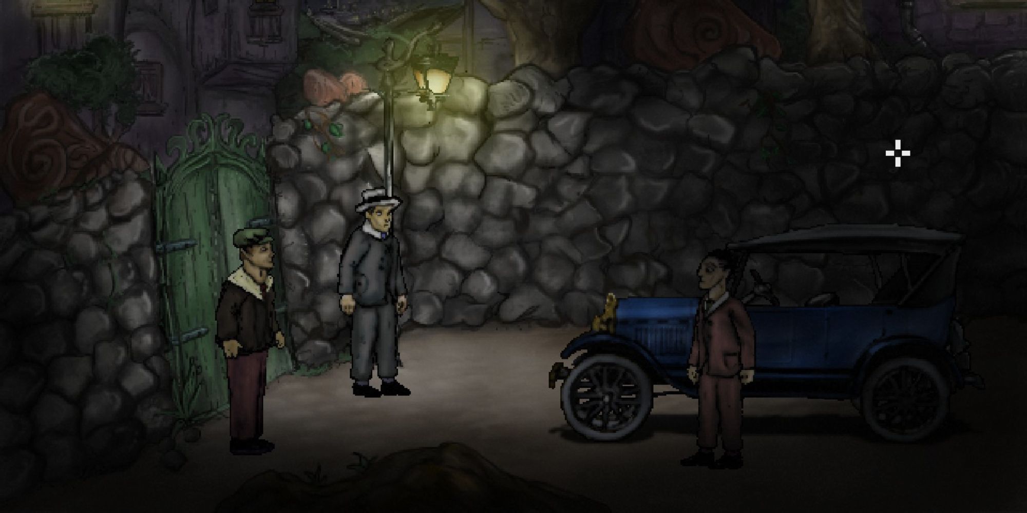 terrible old man, all three characters outside house
