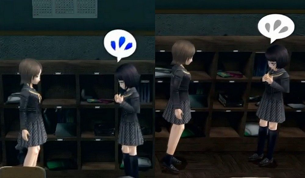 the droplets showing a pending quest and one that's already been accepted in personba 3 portable
