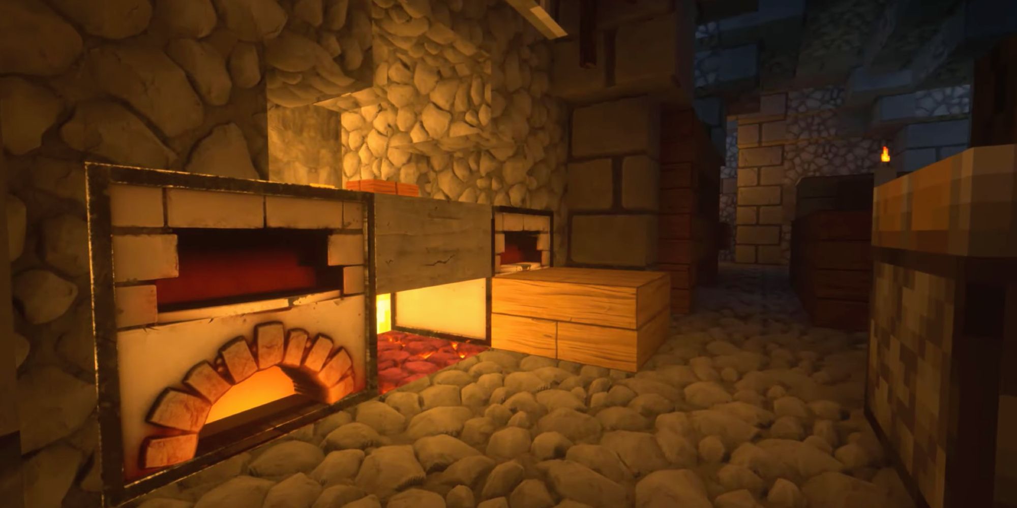 The interior of a building in Minecraft using the NAPP resource pack