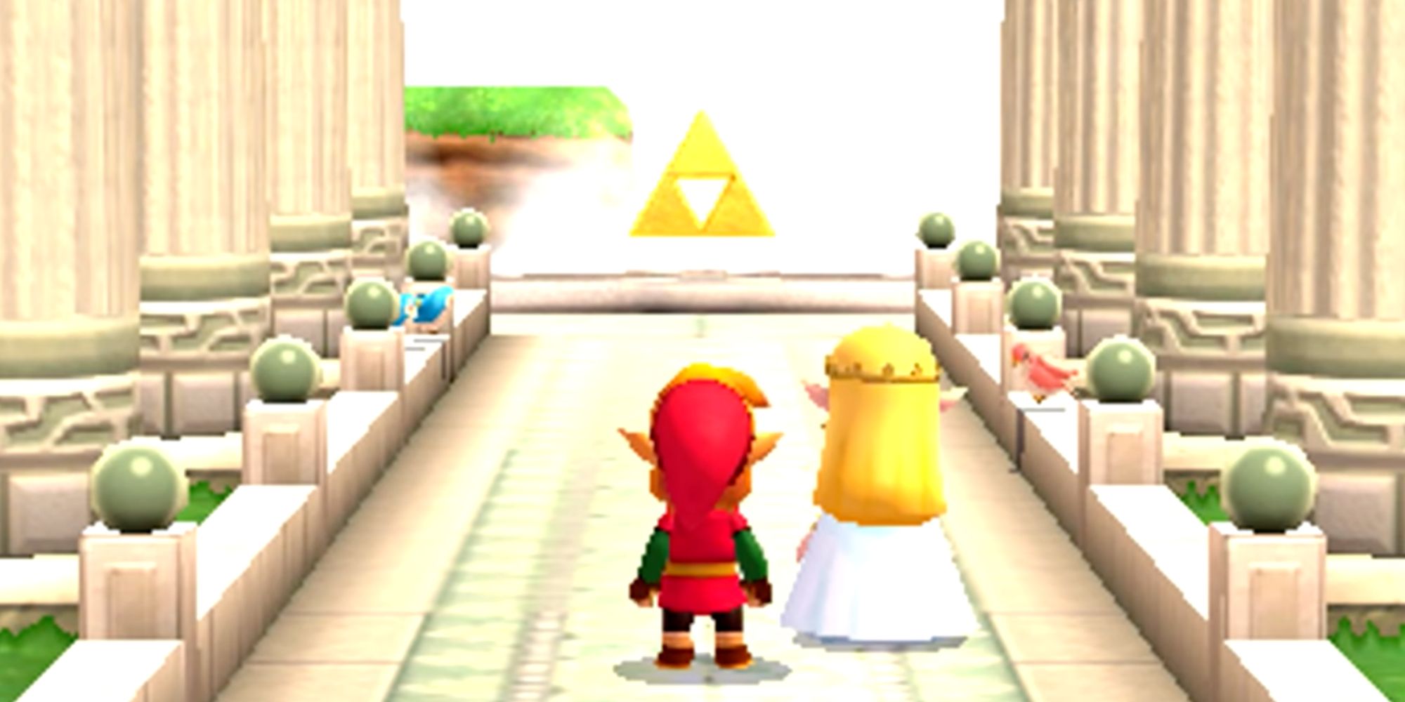 The Sacred Realm Featuring Link, Zelda, and the Triforce from The Legend of Zelda: A Link Between worlds