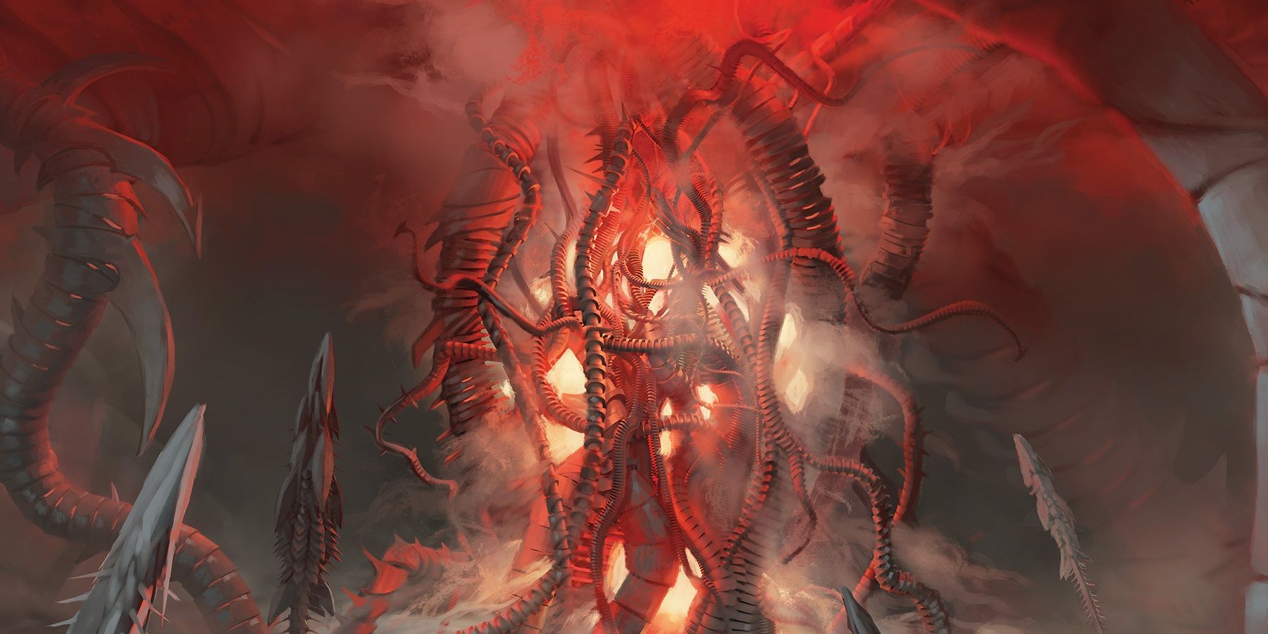large metallic tentacles on throne