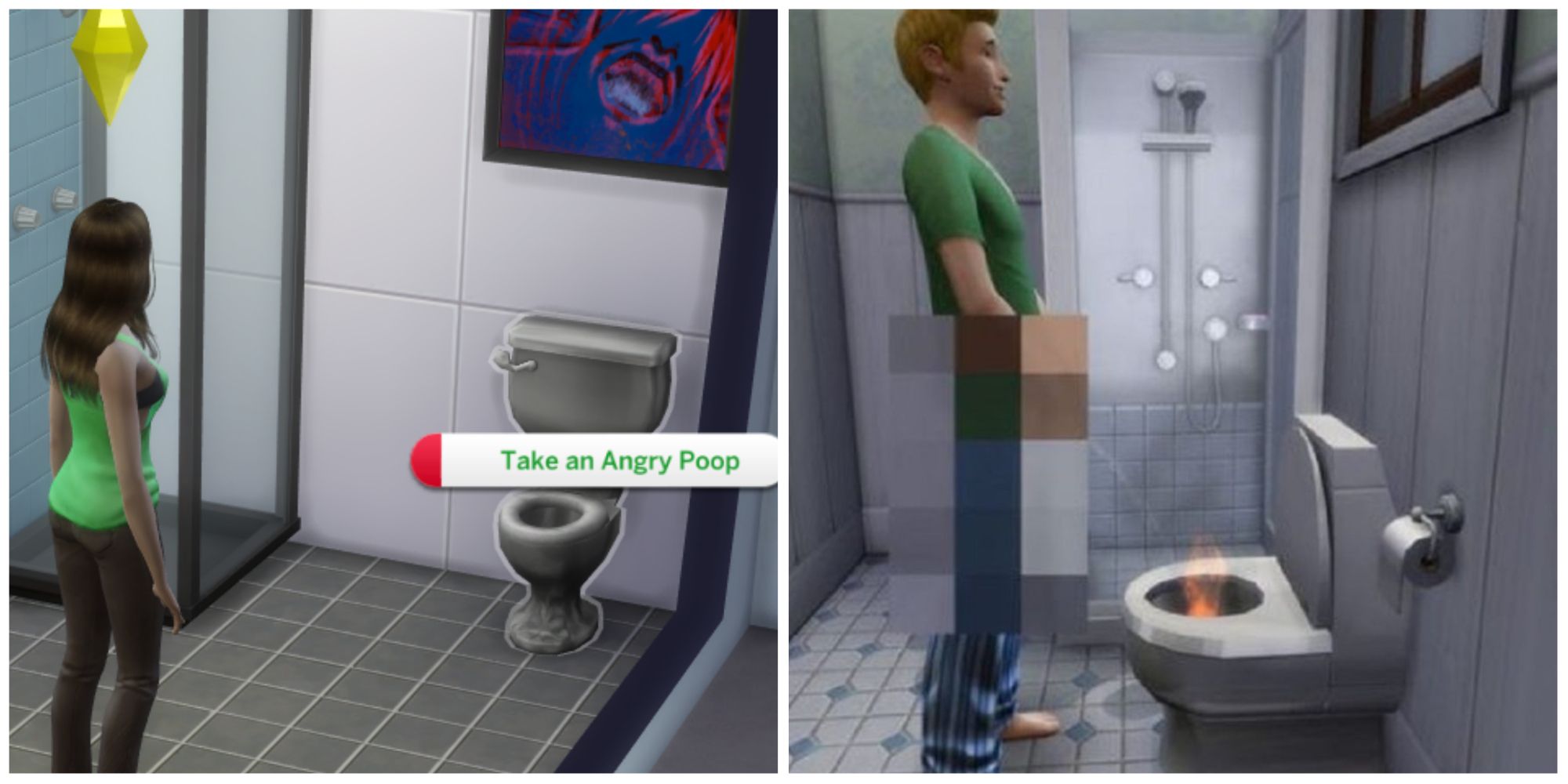The Sims - Taking an angry poop and peeping into a flaming toliet -1
