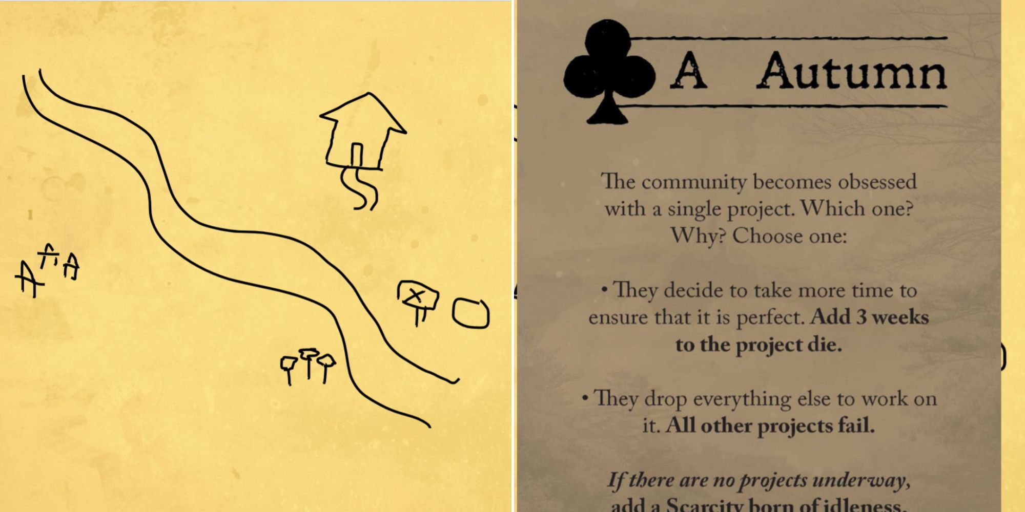 The Start Of A Map And An Example Autumn Card In The Quiet Year On Roll 20