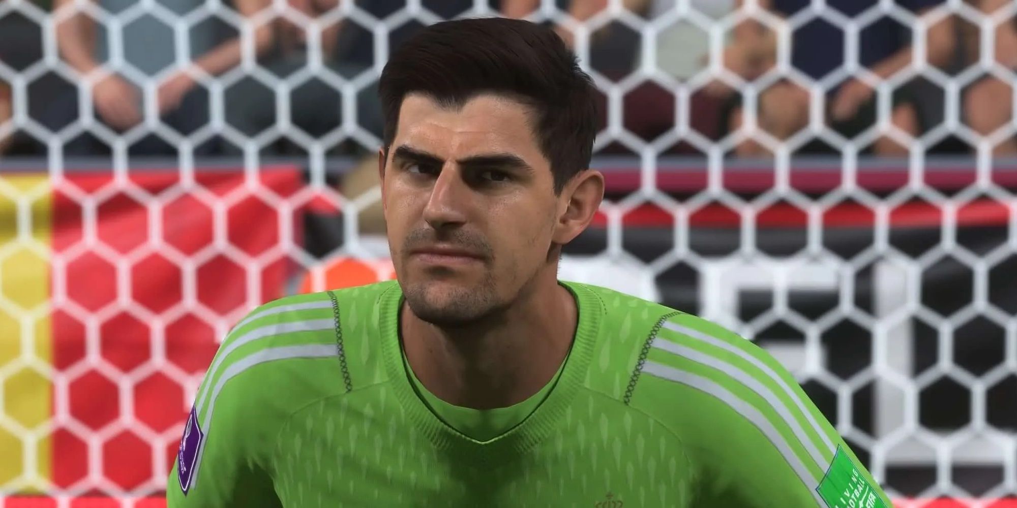 Thibaut Courtois during a match for Belgium in FIFA 23