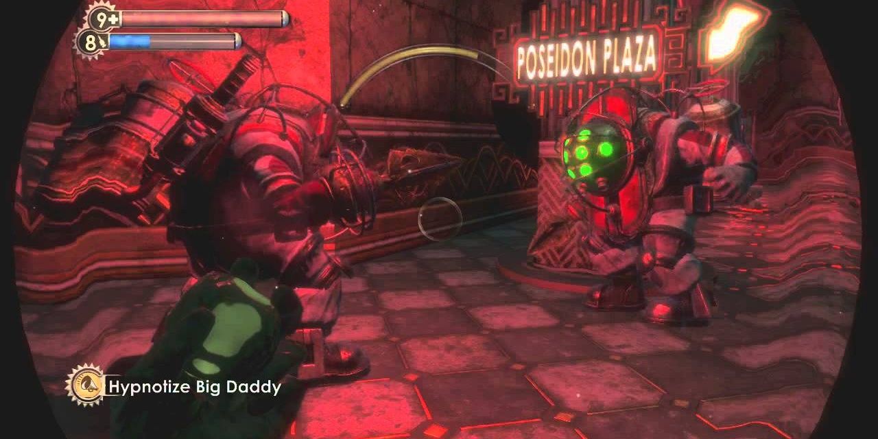Two Big Daddies fighting each other in Bioshock