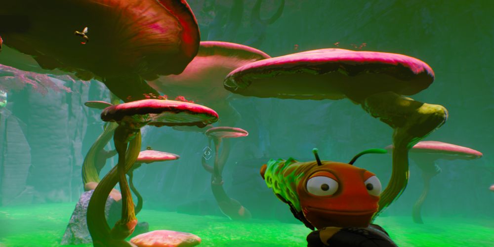 Giant mushrooms in a river canyon.