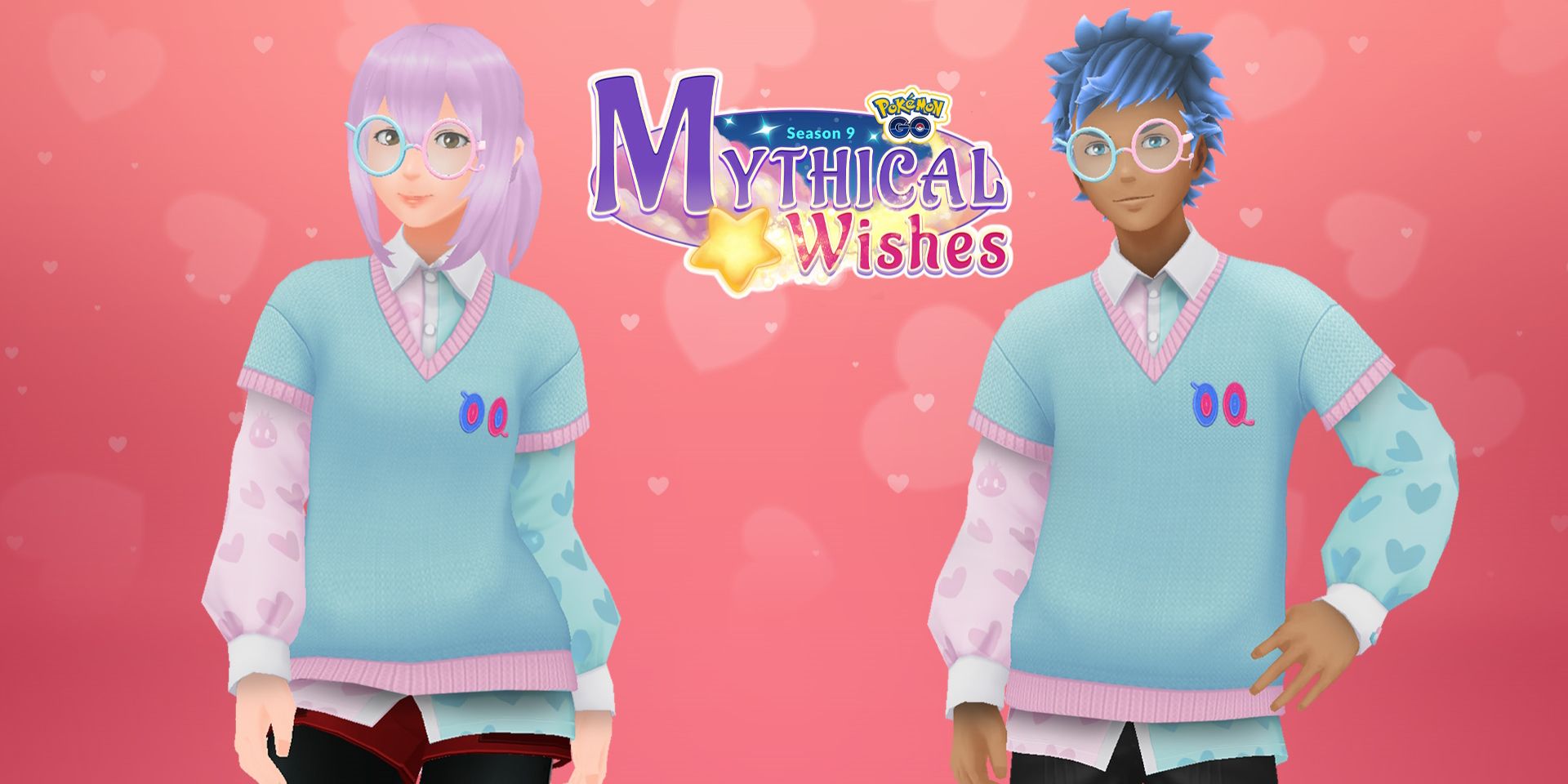 Two Pokemon Go Trainers standing next to each other, both wearing the Frillish Top and Glasses