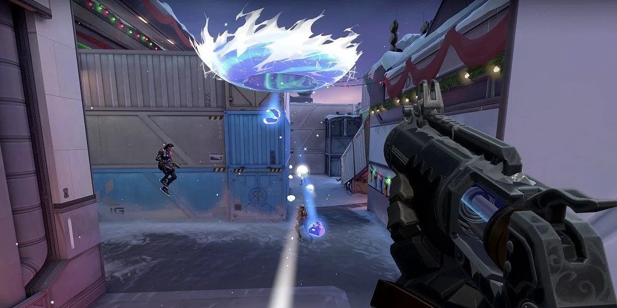 A snow vortex spawning snowballs in the middle of the screen.