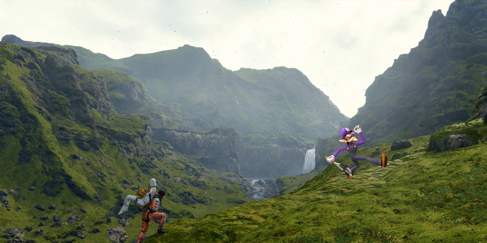 Waluigi wandering the landscape of Death Standing With Sam Porter Bridges